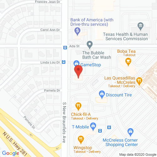 Map of Topaz Dentistry in San Antonio TX